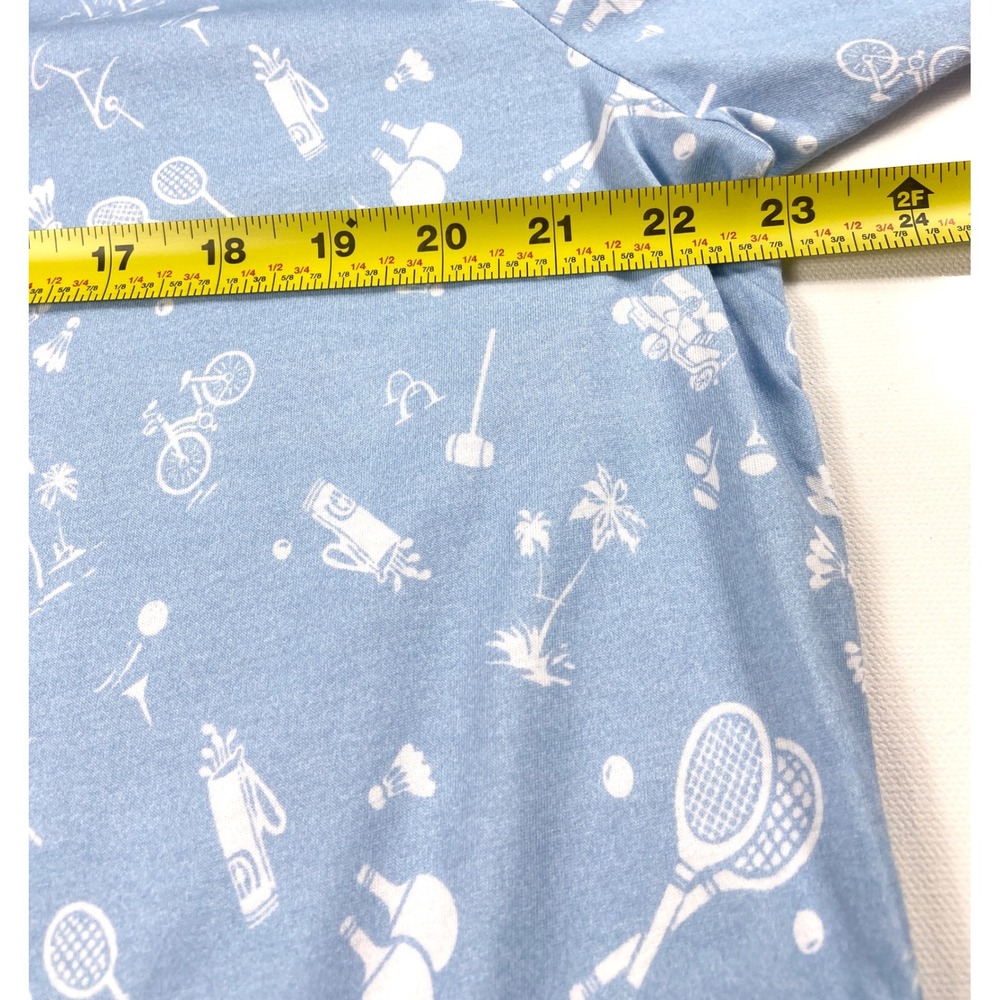 Polo Golf Ralph Lauren Shirt Blue Large With Bicycles Rackets Palm Trees Preppy - Picture 11 of 12